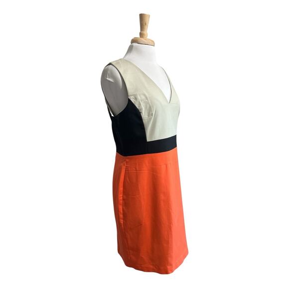 KENNETH COLE the marcie dress Tigerlily Orange Black Colorblock Sheath size 14 - Picture 2 of 8
